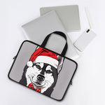 Santa Siberian Husky Print Laptop Sleeve With Handle