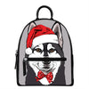 Santa Siberian Husky Print Leather Backpack