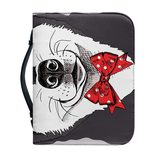 Santa Siberian Husky Print Leather Bible Cover