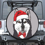 Santa Siberian Husky Print Leather Spare Tire Cover