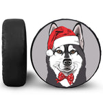 Santa Siberian Husky Print Leather Spare Tire Cover