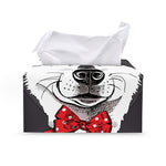 Santa Siberian Husky Print Leather Tissue Box Cover