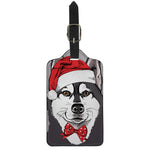 Santa Siberian Husky Print Luggage Tag