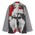 Santa Siberian Husky Print Men's Blazer