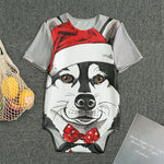 Santa Siberian Husky Print Men's Bodysuit