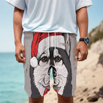 Santa Siberian Husky Print Men's Cargo Shorts