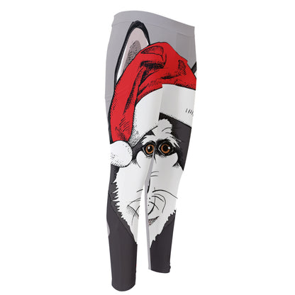 Santa Siberian Husky Print Men's Compression Pants