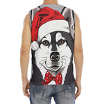 Santa Siberian Husky Print Men's Fitness Tank Top