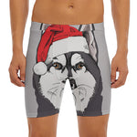 Santa Siberian Husky Print Men's Long Boxer Briefs