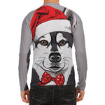 Santa Siberian Husky Print Men's Long Sleeve Rash Guard