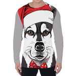 Santa Siberian Husky Print Men's Long Sleeve T-Shirt