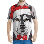Santa Siberian Husky Print Men's Polo Shirt