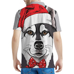 Santa Siberian Husky Print Men's Polo Shirt
