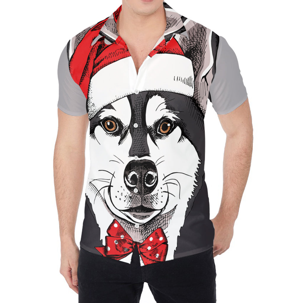 Santa Siberian Husky Print Men's Shirt