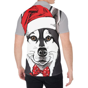 Santa Siberian Husky Print Men's Shirt