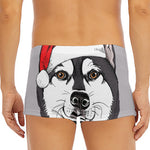 Santa Siberian Husky Print Men's Short Boxer Briefs