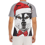 Santa Siberian Husky Print Men's Short Sleeve Rash Guard