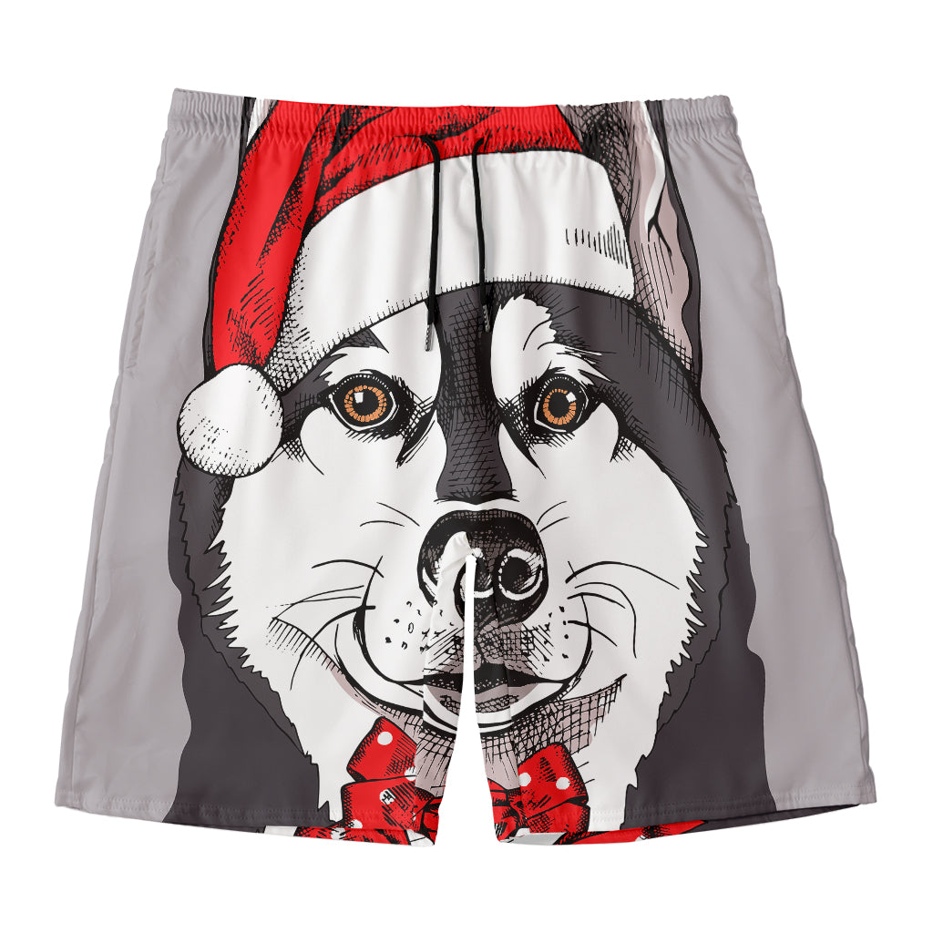 Santa Siberian Husky Print Men's Swim Trunks