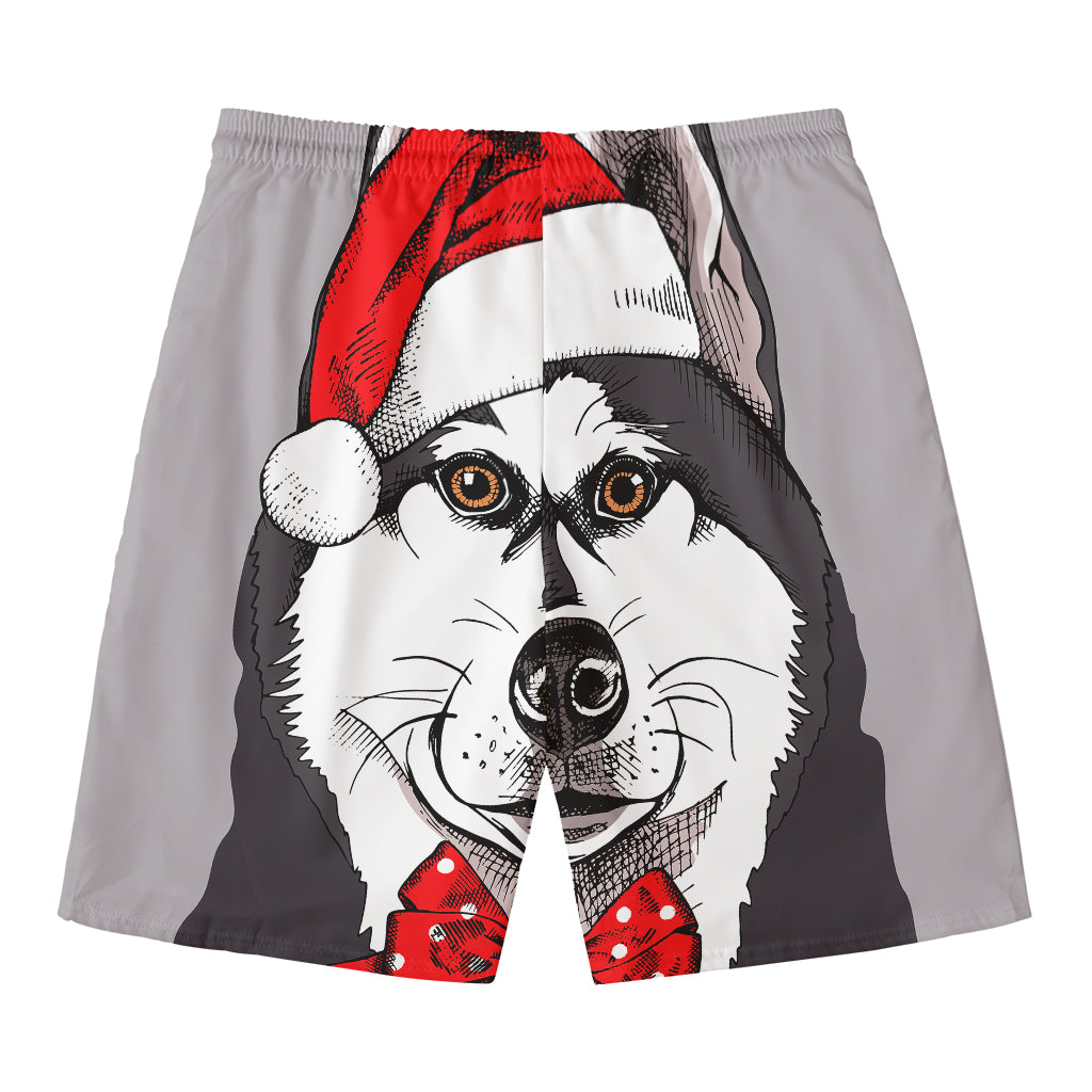 Santa Siberian Husky Print Men's Swim Trunks