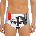 Santa Siberian Husky Print Men's Triangle Swim Briefs