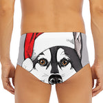 Santa Siberian Husky Print Men's Triangle Swim Briefs