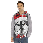 Santa Siberian Husky Print Men's Velvet Pullover Hoodie
