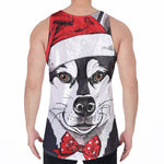Santa Siberian Husky Print Men's Velvet Tank Top