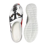 Santa Siberian Husky Print Mesh Casual Shoes