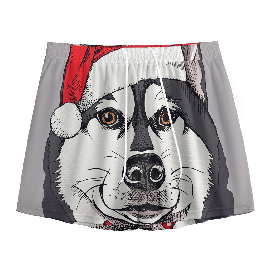 Santa Siberian Husky Print Mesh Shorts
