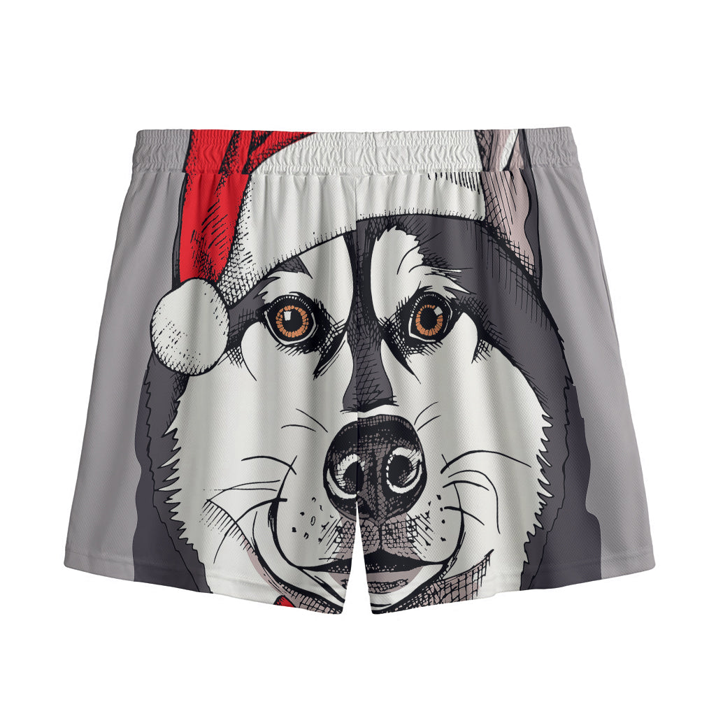 Santa Siberian Husky Print Mesh Shorts