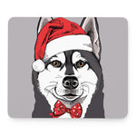 Santa Siberian Husky Print Mouse Pad