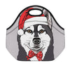 Santa Siberian Husky Print Neoprene Lunch Bag