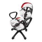 Santa Siberian Husky Print Office Chair Cover