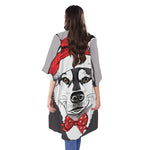 Santa Siberian Husky Print Open Front Beach Cover Up