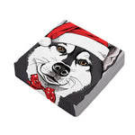 Santa Siberian Husky Print Outdoor Seat Cushion Cover