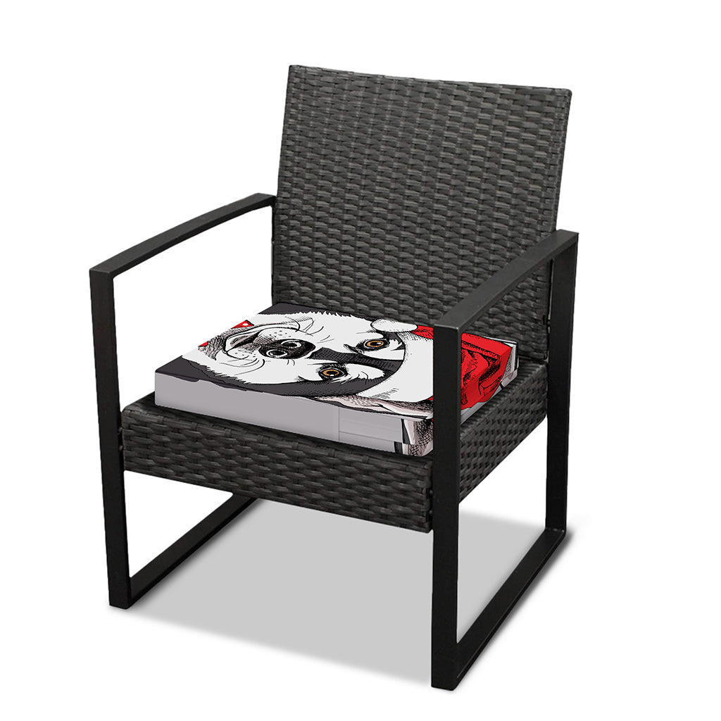 Santa Siberian Husky Print Outdoor Seat Cushion Cover