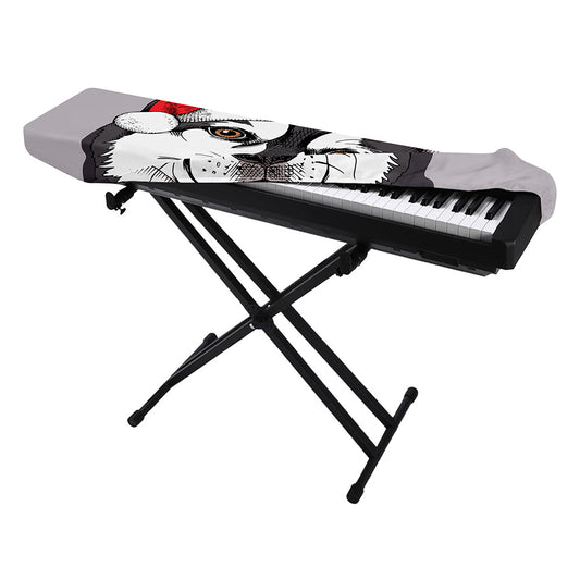 Santa Siberian Husky Print Piano Keyboard Cover