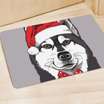 Santa Siberian Husky Print Polyester Doormat