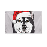 Santa Siberian Husky Print Polyester Flag
