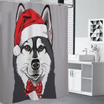 Santa Siberian Husky Print Premium Shower Curtain