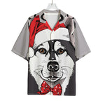 Santa Siberian Husky Print Rayon Hawaiian Shirt