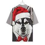 Santa Siberian Husky Print Rayon Hawaiian Shirt
