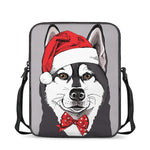 Santa Siberian Husky Print Rectangular Crossbody Bag