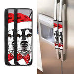 Santa Siberian Husky Print Refrigerator Handle Covers
