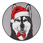 Santa Siberian Husky Print Round Floor Mat