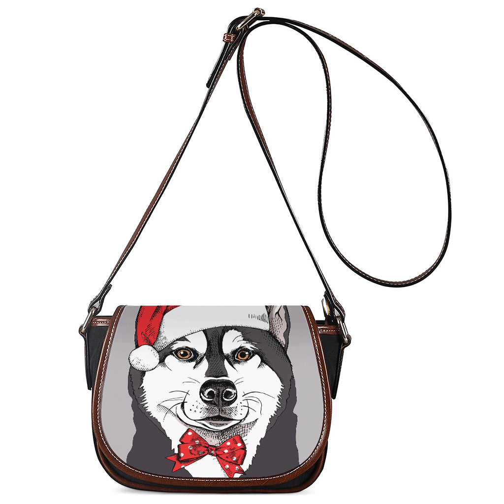 Santa Siberian Husky Print Saddle Bag