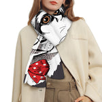 Santa Siberian Husky Print Scarf