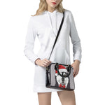Santa Siberian Husky Print Shoulder Handbag