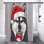 Santa Siberian Husky Print Shower Curtain