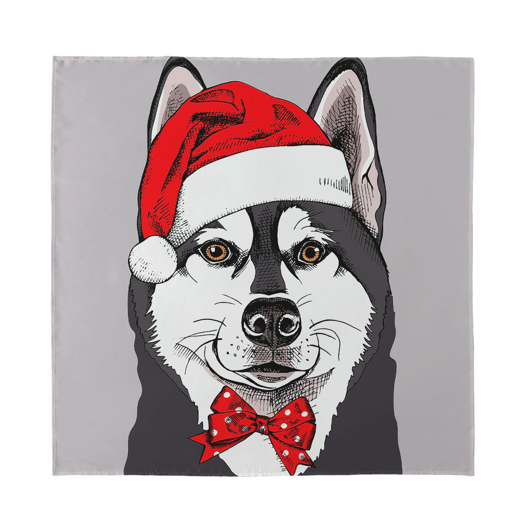 Santa Siberian Husky Print Silk Bandana